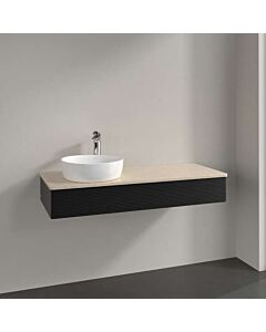 Meuble vasque Villeroy &amp; Boch Antao K11113PD 120 x 19 x 50 cm, plan vasque couleur Botticino, laque noire mate
