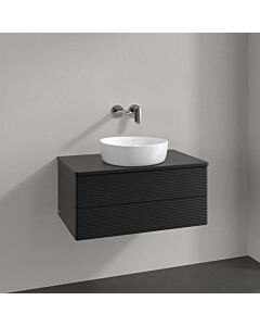 Meuble vasque Villeroy &amp; Boch Antao K19110PD 80 x 36 x 50 cm, couleur du plan vasque : laque noire mate