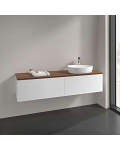 Villeroy und Boch Antao Waschtisch-Unterschrank L27012MT mit Beleuchtung, 4 Auszüge, 1600 x 360 x 500 mm, Front ohne Struktur, White Matt Lacquer / Warm Walnut