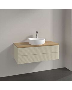 Villeroy &amp; Boch Antao vanity unit K20151HJ 100x36x50cm, tap hole, washbasin top color honey oak, silk grey matt lacquer