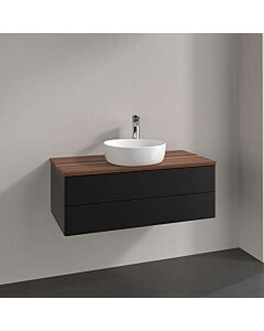 Meuble vasque Villeroy &amp; Boch Antao K20052PD 100 x 36 x 50 cm, percé pour robinetterie, plan vasque couleur noyer chaud, laque noire mate