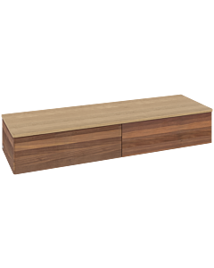 Villeroy &amp; Boch Antao Sideboard L42001HM with lighting, 2 drawers, 1600 x 268 x 500 mm, smooth front, Warm Walnut / Honey Oak