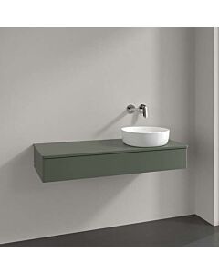 Villeroy und Boch Antao Waschtisch-Unterschrank K12050HL 120x19x50cm, Hahnloch, Waschbeckenplattenfarbe Lack, leaf green matt lacquer