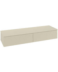 Villeroy &amp; Boch Antao sideboard L42100HJ with lighting, 2 drawers, 1600 x 268 x 500 mm, textured front, Silk Grey Matt Lacquer / Silk Grey Matt Lacquer