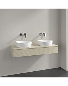 Villeroy und Boch Antao Waschtisch-Unterschrank K13150HJ 120x19x50cm, Hahnloch, Waschbeckenplattenfarbe Lack, silk grey matt lacquer