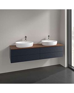 Villeroy &amp; Boch Antao vanity unit K28112HG 160x36x50cm, washbasin top color warm walnut, midnight blue matt lacquer