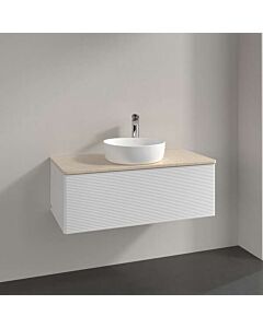 Villeroy und Boch Antao Waschtisch-Unterschrank K31153GF 100x36x50cm, Hahnloch, Waschbeckenplattenfarbe botticino, glossy white lacquer