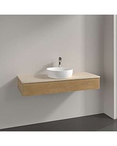 Villeroy und Boch Antao Waschtisch-Unterschrank L10113HN mit Beleuchtung, 1 Auszug, 1200 x 190 x 500 mm, Front mit Struktur, Honey Oak / Botticino