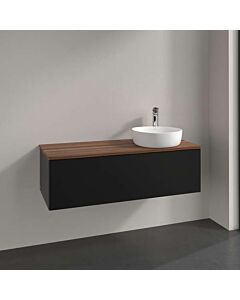 Villeroy &amp; Boch Antao vanity unit K34012PD 120x36x50cm, washbasin top color warm walnut, black matt lacquer