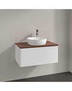 Villeroy &amp; Boch Antao vanity unit L30112MT with lighting, 1 drawer, 800 x 360 x 500 mm, textured front, White Matt Lacquer / Warm Walnut