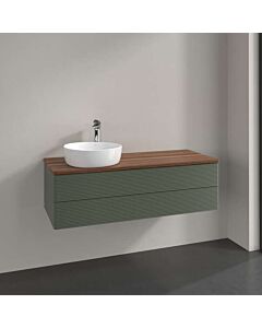 Villeroy &amp; Boch Antao vanity unit K22112HL 120x36x50cm, washbasin top color warm walnut, leaf green matt lacquer