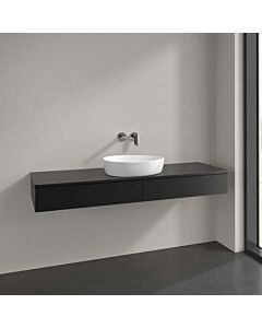 Meuble vasque Villeroy &amp; Boch Antao K14050PD 160 x 19 x 50 cm, percé pour robinetterie, plan vasque laqué noir mat.