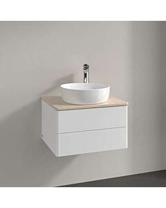 Villeroy &amp; Boch Antao vanity unit K18053MT 60x36x50cm, tap hole, washbasin top color botticino, white matt lacquer