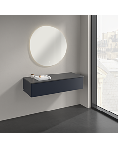 Buffet Villeroy &amp; Boch Antao K41003HG 120 x 26,8 x 50 cm, plan vasque couleur Botticino, laque mate bleu nuit