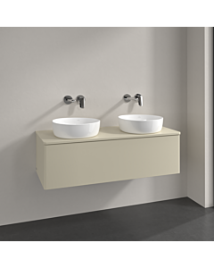 Villeroy und Boch Antao Waschtisch-Unterschrank K35050HJ 120x36x50cm, Hahnloch, Waschbeckenplattenfarbe Lack, silk grey matt lacquer