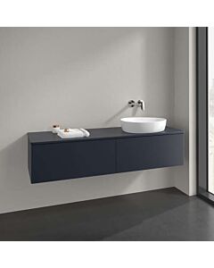 Meuble vasque Villeroy &amp; Boch Antao K38050HG 160 x 36 x 50 cm, percé pour robinetterie, plan vasque laqué, laque mate bleu nuit