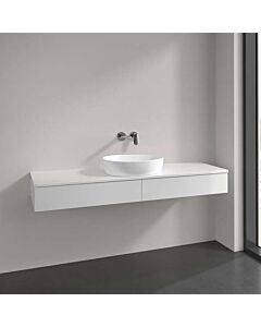 Meuble vasque Villeroy &amp; Boch Antao L14050GF avec éclairage, 2 tiroirs, 1600 x 190 x 500 mm, façade lisse, laque blanche brillante / laque blanche brillante