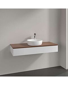 Villeroy und Boch Antao Waschtisch-Unterschrank L10012GF mit Beleuchtung, 1 Auszug, 1200 x 190 x 500 mm, Front ohne Struktur, Glossy White Lacquer / Warm Walnut