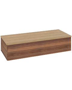 Buffet Villeroy &amp; Boch Antao L41001HM avec éclairage, 1 tiroir, 1200 x 268 x 500 mm, façade lisse, Noyer chaud / Chêne miel