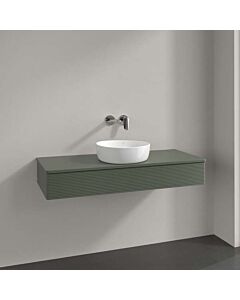 Villeroy &amp; Boch Antao vanity unit K10150HL 120x19x50cm, tap hole, washbasin top color: leaf green matt lacquer