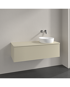 Villeroy und Boch Antao Waschtisch-Unterschrank K34150HJ 120x36x50cm, Hahnloch, Waschbeckenplattenfarbe Lack, silk grey matt lacquer
