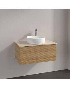 Villeroy und Boch Antao Waschtisch-Unterschrank K30153HN 80x36x50cm, Hahnloch, Waschbeckenplattenfarbe botticino, honey oak