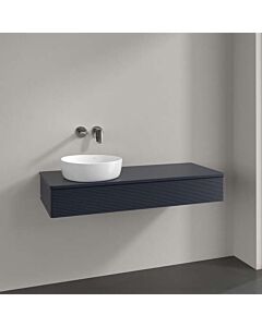 Villeroy &amp; Boch Antao vanity unit L11150HG with lighting, 1 drawer, 1200 x 190 x 500 mm, textured front, Midnight Blue Matt Lacquer / Midnight Blue Matt Lacquer