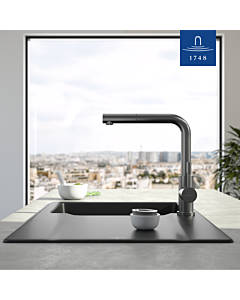 Robinet de cuisine Villeroy &amp; Boch Steel Shower 96970105 11,7 l/min, douchette extractible, anthracite