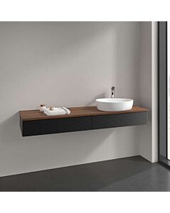Villeroy &amp; Boch Antao vanity unit K16112PD 160x19x50cm, washbasin top color warm walnut, black matt lacquer