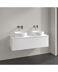 Villeroy und Boch Antao Waschtisch-Unterschrank K35150MT 120x36x50cm, Hahnloch, Waschbeckenplattenfarbe Lack, white matt lacquer