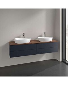 Villeroy &amp; Boch Antao vanity unit K28012HG 160x36x50cm, washbasin top color warm walnut, midnight blue matt lacquer