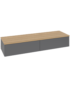 Buffet Villeroy &amp; Boch Antao L42001GK 160 x 26,8 x 50 cm, plan vasque couleur chêne miel, laque anthracite mate