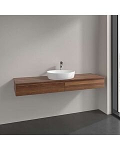 Meuble vasque Villeroy &amp; Boch Antao L14012HM avec éclairage, 2 tiroirs, 1600 x 190 x 500 mm, façade lisse, finition Noyer Chaud / Noyer Chaud