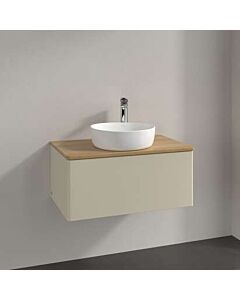 Villeroy &amp; Boch Antao vanity unit L30011HJ with lighting, 1 drawer, 800 x 360 x 500 mm, smooth front, Silk Grey Matt Lacquer / Honey Oak