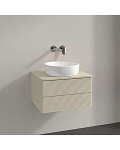 Villeroy und Boch Antao Waschtisch-Unterschrank L18150HJ mit Beleuchtung, 2 Auszüge, 600 x 360 x 500 mm, Front mit Struktur, Silk Grey Matt Lacquer / Silk Grey Matt Lacquer