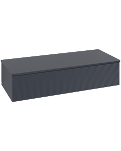 Buffet Villeroy &amp; Boch Antao L41100HG avec éclairage, 1 tiroir, 1200 x 268 x 500 mm, façade texturée, laque mate bleu nuit.