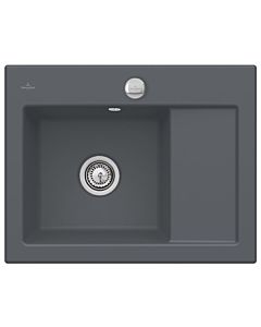 Villeroy und Boch Subway 45 Compact Einbauspüle 331202i4 links, mit Ablaufgarnitur, Excenterbetätigung, 650 x 510 mm, graphit CeramicPlus