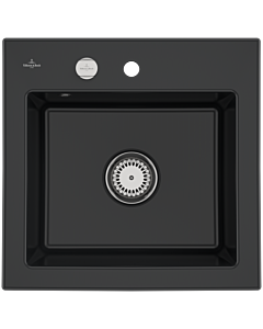 Villeroy und Boch Subway 50 S Einbauspüle 331502S5 mit Ablaufgarnitur, Excenterbetätigung, 525 x 510 mm, ebony CeramicPlus