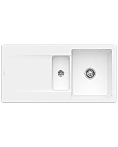 Villeroy & Boch Siluet évier encastrable 333702KG avec garniture de vidage et actionnement excentrique, Blanche Neige