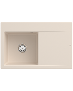 Villeroy und Boch Subway Style 45 Flat Einbauspüle 334800FU Spülbecken links, ivory CeramicPlus, 78 x 51 cm