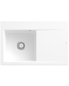 Villeroy und Boch Subway Style 45 Flat built-in sink 334800RW Spülbecken left, stone white CeramicPlus, 78 x 51 cm