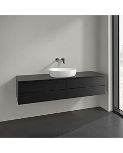 Villeroy &amp; Boch Antao vanity unit K25150PD 160x36x50cm, tap hole, washbasin top color: black matt lacquer