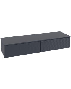 Villeroy und Boch Antao Sideboard L42100HG mit Beleuchtung, 2 Auszüge, 1600 x 268 x 500 mm, Front mit Struktur, Midnight Blue Matt Lacquer / Midnight Blue Matt Lacquer