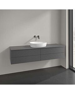Villeroy &amp; Boch Antao vanity unit L25150GK with lighting, 4 drawers, 1600 x 360 x 500 mm, textured front, Anthracite Matt Lacquer / Anthracite Matt Lacquer