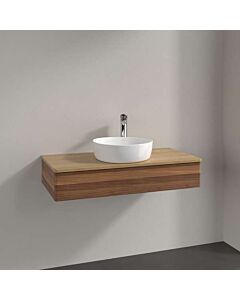 Villeroy und Boch Antao Waschtisch-Unterschrank L09051HM mit Beleuchtung, 1 Auszug, 1000 x 190 x 500 mm, Front ohne Struktur, Warm Walnut / Honey Oak