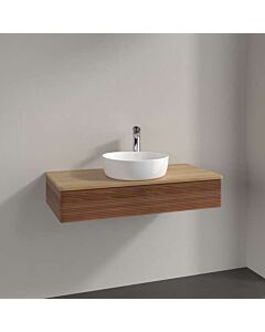 Villeroy und Boch Antao Waschtisch-Unterschrank L09151HM mit Beleuchtung, 1 Auszug, 1000 x 190 x 500 mm, Front mit Struktur, Warm Walnut / Honey Oak