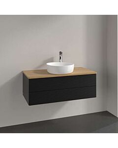 Meuble vasque Villeroy &amp; Boch Antao K20111PD 100 x 36 x 50 cm, plan vasque couleur chêne miel, laque noire mate
