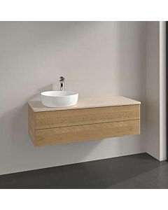Villeroy &amp; Boch Antao vanity unit K22053HN 120x36x50cm, tap hole, washbasin top color botticino, honey oak