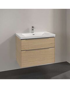 Meuble vasque Villeroy &amp; Boch Subway 3.0 C57400VJ 77,2 x 57,6 x 47,8 cm, 2 tiroirs, Chêne nordique, poignée en aluminium
