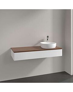 Villeroy und Boch Antao Waschtisch-Unterschrank L12052MT mit Beleuchtung, 1 Auszug, 1200 x 190 x 500 mm, Front ohne Struktur, White Matt Lacquer / Warm Walnut